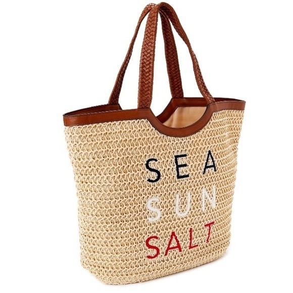 Handbags - Sea Sun Salt Straw Tote Bag - Brown and Natural
